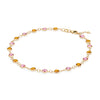 Sunset Newport 14k gold bracelet featuring eighteen alternating 4 mm briolette cut pink sapphires & citrines - angled view