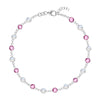 Pink Awareness Newport 14k white gold bracelet featuring eighteen alternating 4 mm pink sapphires and moonstones