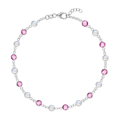 Pink Awareness Newport Bracelet in 14k Gold - White Gold