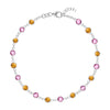 Sunset Newport 14k white gold bracelet featuring eighteen alternating 4 mm briolette cut pink sapphires & citrines