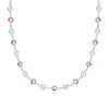 Pink Awareness Newport necklace featuring nineteen alternating 4 mm pink sapphires & moonstones bezel set in 14k white gold