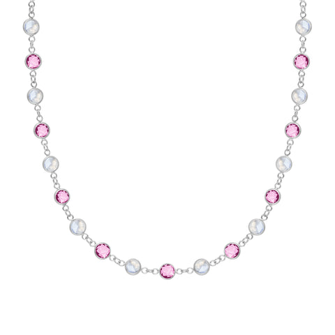 Pink Awareness Newport Necklace in 14k Gold - White Gold