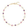 De-Lovely Newport 14k gold bracelet featuring alternating 4 mm pink sapphires, moonstones & amethysts - front view