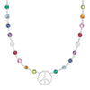 Rainbow Large Peace Sign Newport Necklace in 14k Gold
