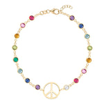 Rainbow Large Peace Sign Newport Bracelet in 14k Gold