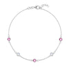Pink Awareness Bracelet featuring five alternating 4 mm Pink Sapphires and Moonstones bezel set in 14k white gold