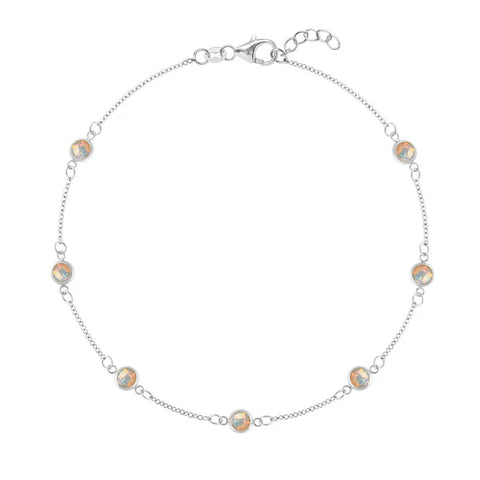 Bayberry 7 Opal Bracelet in 14k Gold (October) - White Gold