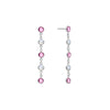 Pair of Pink Awareness Newport earrings each featuring 5 alternating 4 mm pink sapphires and moonstones set in white gold