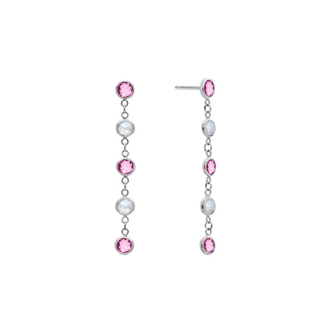 Pink Awareness Newport Earrings in 14k Gold - White Gold