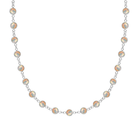 Newport Opal Necklace in 14k Gold (October) - White Gold