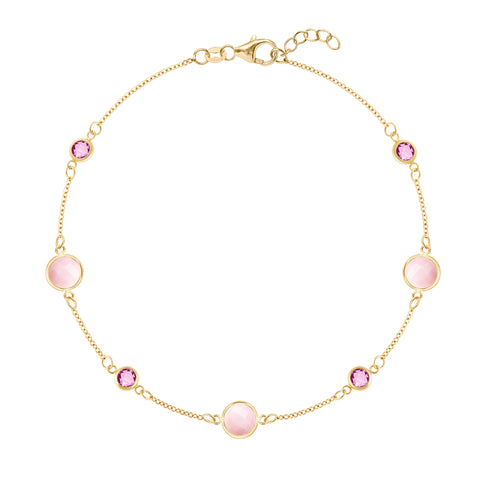 Newport Grand Pink Opal Bracelet in 14k Gold (October)