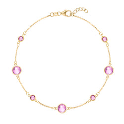 Bayberry Grand & Classic 7 Pink Sapphire Bracelet in 14k Gold (October)