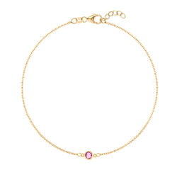 Classic 1 Pink Sapphire Bracelet in 14k Gold (October)