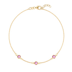 Bayberry 3 Pink Sapphire Bracelet in 14k Gold (October)