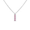Providence Pink Sapphire vertical bar pendant featuring 3 petite baguette stones set in 14k white gold