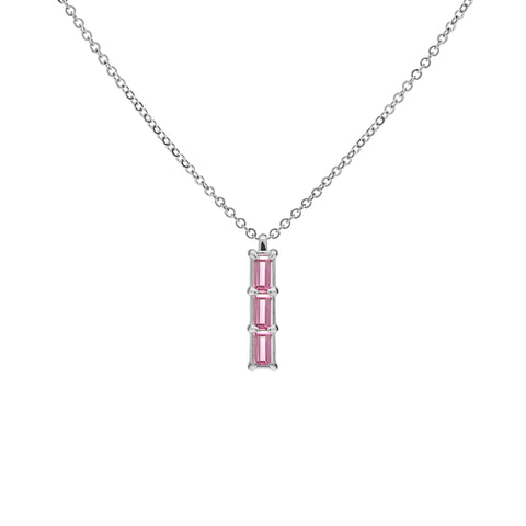 Providence 3 Pink Sapphire Pendant in 14k Gold (October) - White Gold