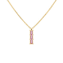 Providence 3 Pink Sapphire Pendant in 14k Gold (October)