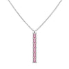 Providence vertical bar pendant featuring 6 petite Pink Sapphire baguette stones set in 14k white gold