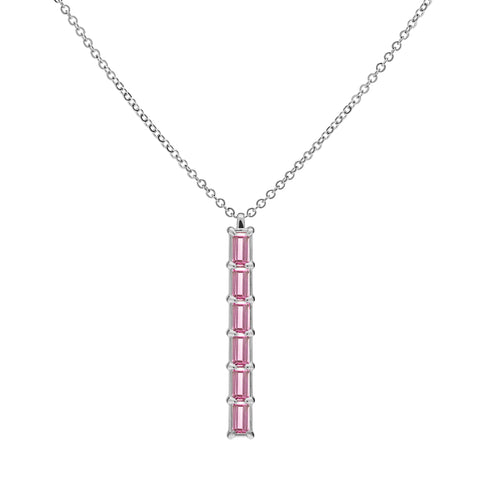 Providence 6 Pink Sapphire Pendant in 14k Gold (October) - White Gold