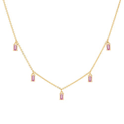 Providence 5 Pink Sapphire Drop Necklace in 14k Gold (October)