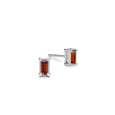 Providence Garnet Stud Earrings in 14k Gold (January) - White Gold