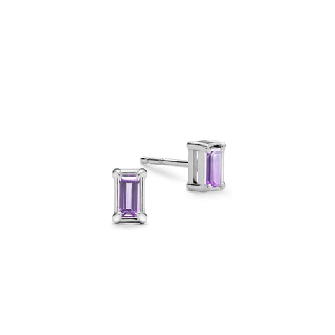 Providence Amethyst Stud Earrings in 14k Gold (February) - White Gold