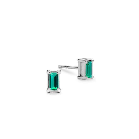 Providence Emerald Stud Earrings in 14k Gold (May) - White Gold