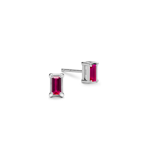 Providence Ruby Stud Earrings in 14k Gold (July) - White Gold