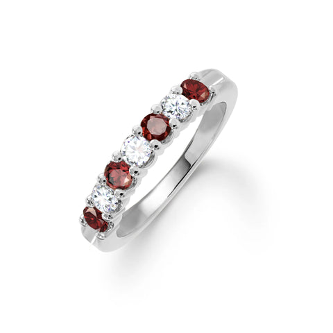 Rosecliff Luxe Diamond & Garnet Stackable Ring in 14k Gold (January) - White Gold