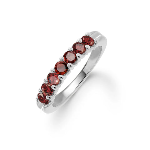 Rosecliff Luxe Garnet Stackable Ring in 14k Gold (January) - White Gold