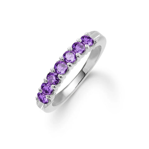 Rosecliff Luxe Amethyst Stackable Ring in 14k Gold (February - White Gold