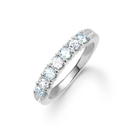 Rosecliff Luxe Diamond & Aquamarine Stackable Ring in 14k Gold (March) - White Gold