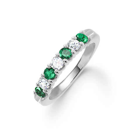 Rosecliff Luxe Diamond & Emerald Stackable Ring in 14k Gold (May) - White Gold