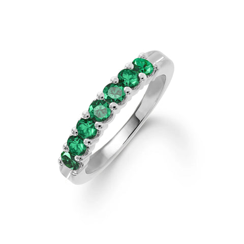 Rosecliff Luxe Emerald Stackable Ring in 14k Gold (May) - White Gold