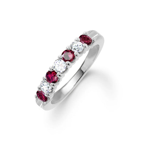 Rosecliff Luxe Diamond & Ruby Stackable Ring in 14k Gold (July) - White Gold