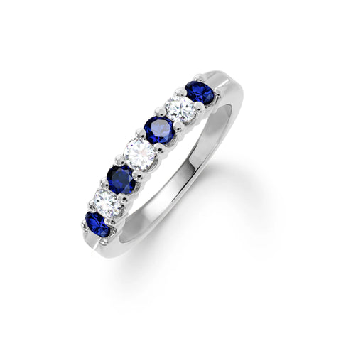 Rosecliff Luxe Diamond & Sapphire Stackable Ring in 14k Gold (September) - White Gold
