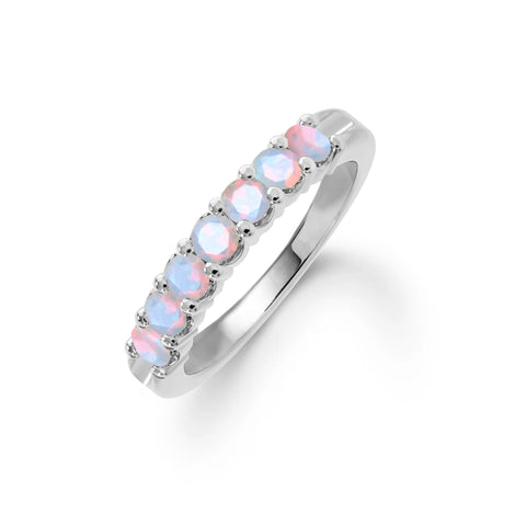 Rosecliff Luxe Opal Stackable Ring in 14k Gold (October) - White Gold