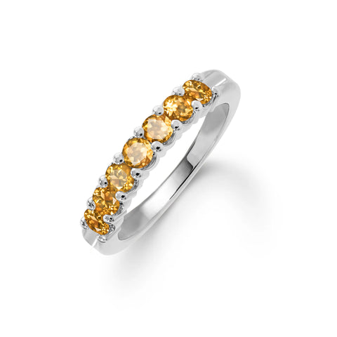 Rosecliff Luxe Citrine Stackable Ring in 14k Gold (November) - White Gold