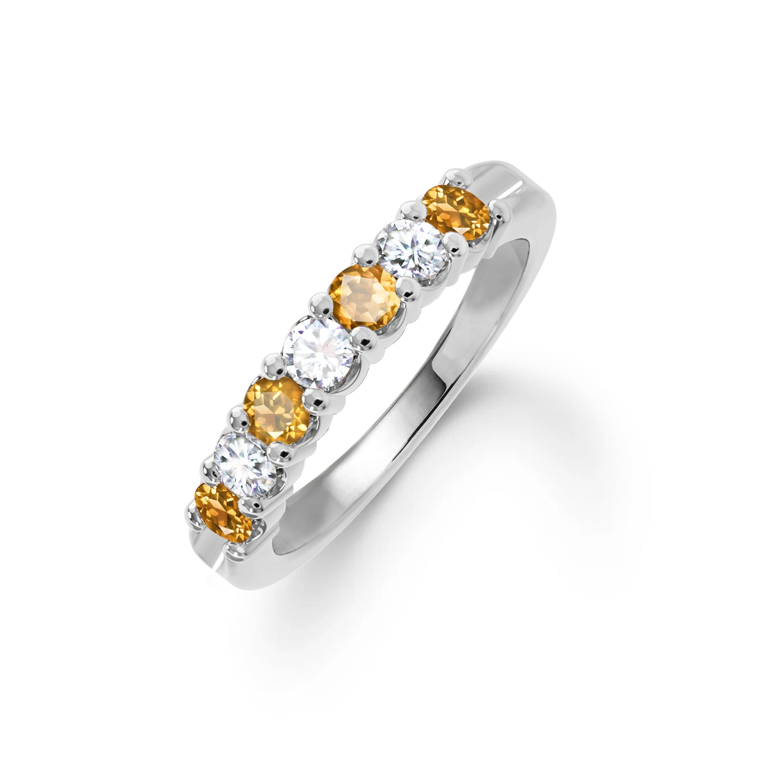 Rosecliff Luxe Diamond & Citrine Stackable Ring in 14k Gold (November)
