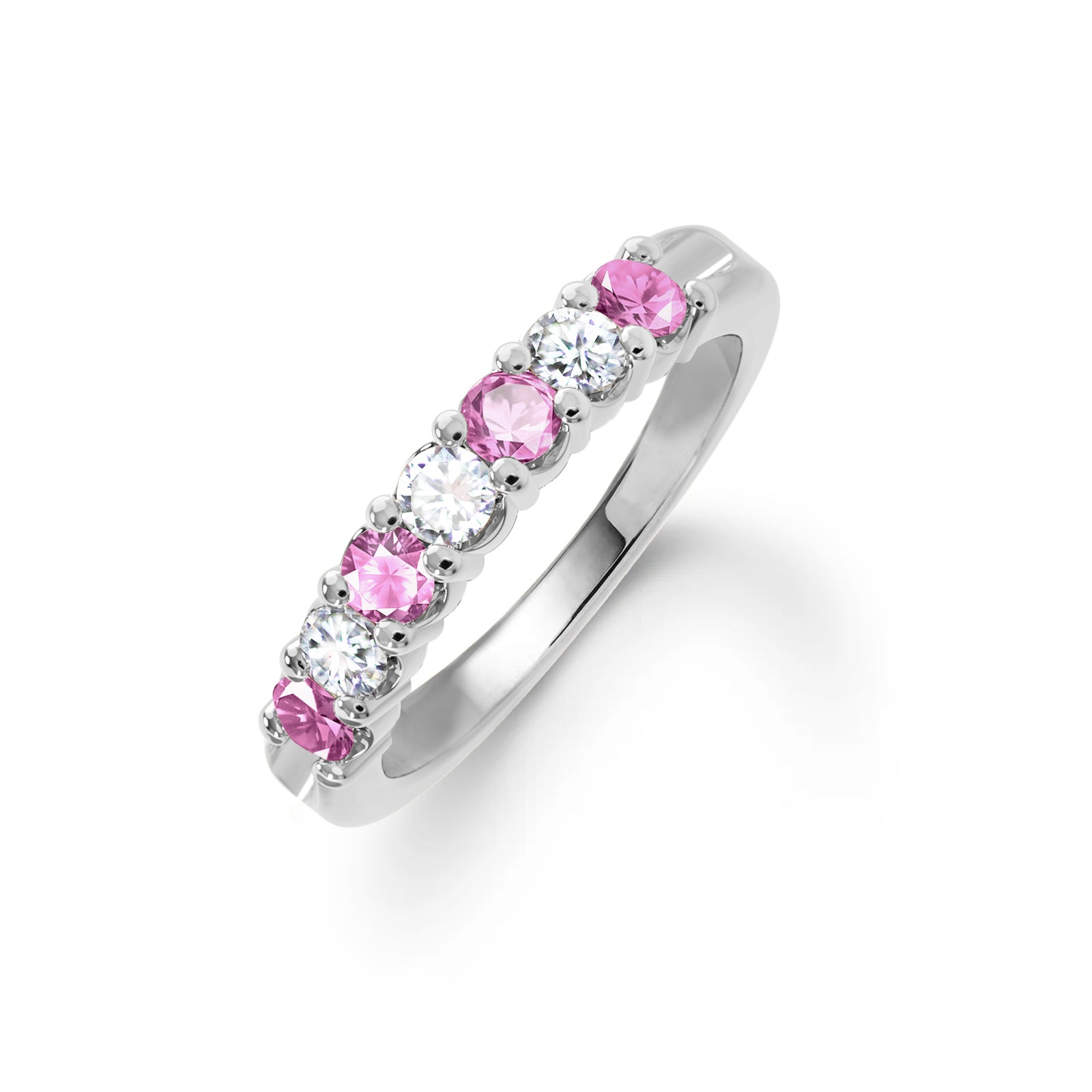 Rosecliff Luxe Diamond & Pink Sapphire Stackable Ring in 14k Gold (October)
