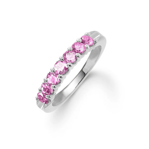 Rosecliff Luxe Pink Sapphire Stackable Ring in 14k Gold (October) - White Gold