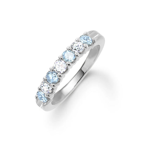 Rosecliff Luxe Diamond & Nantucket Blue Topaz Stackable Ring in 14k Gold (December) - White Gold
