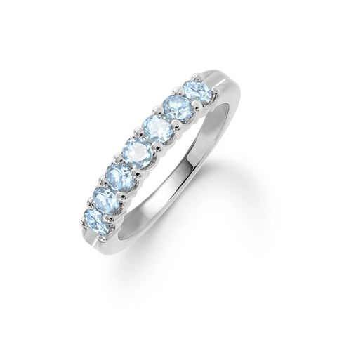 Rosecliff Luxe Nantucket Blue Topaz Stackable Ring in 14k Gold (December) - White Gold