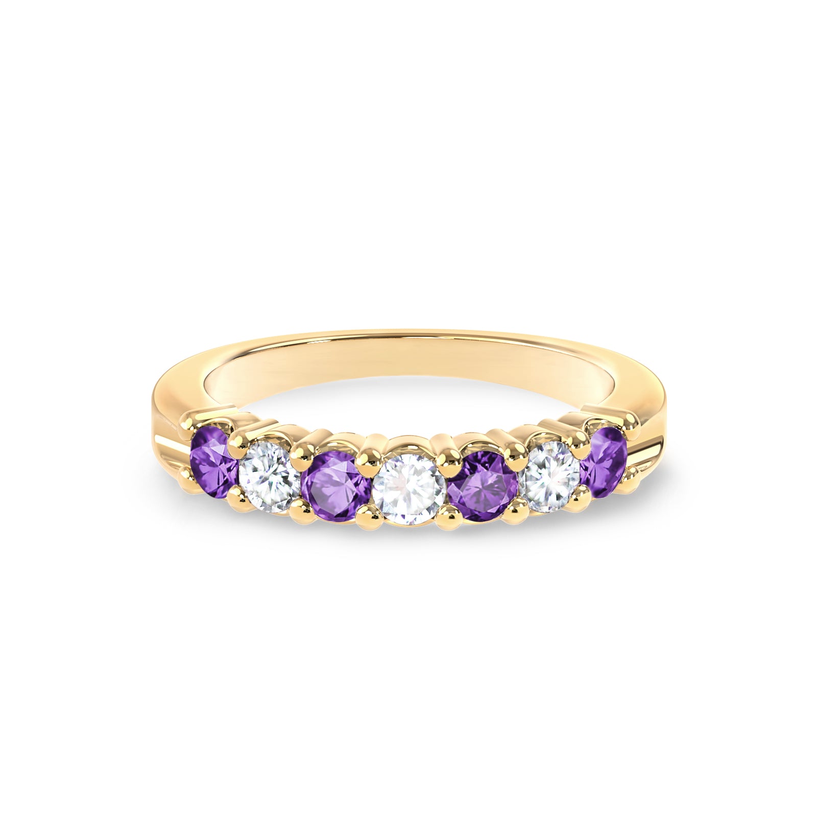 Rosecliff Luxe Diamond & Amethyst Stackable Ring in 14k Gold (February)