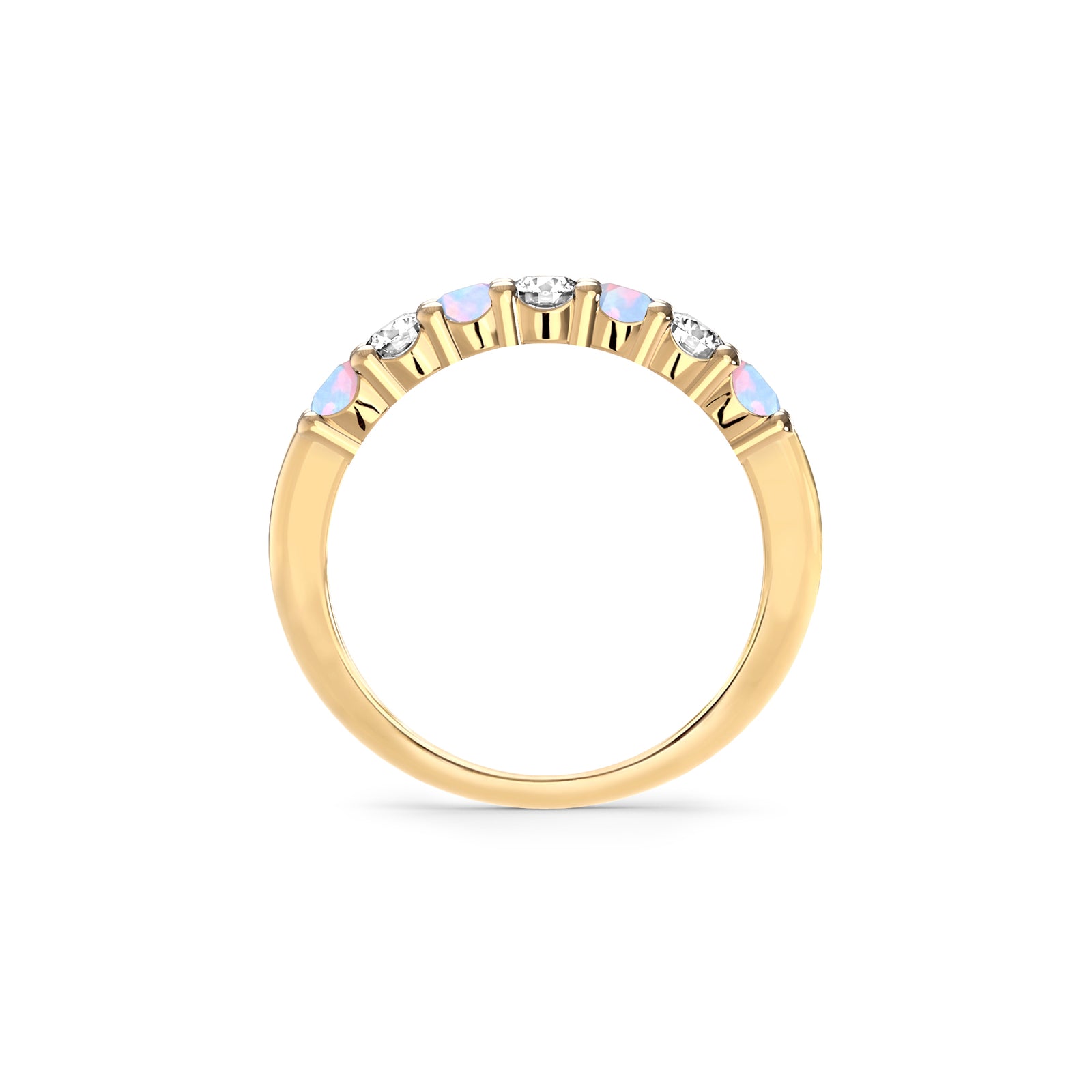 Rosecliff Luxe Diamond & Opal Stackable Ring in 14k Gold (October)