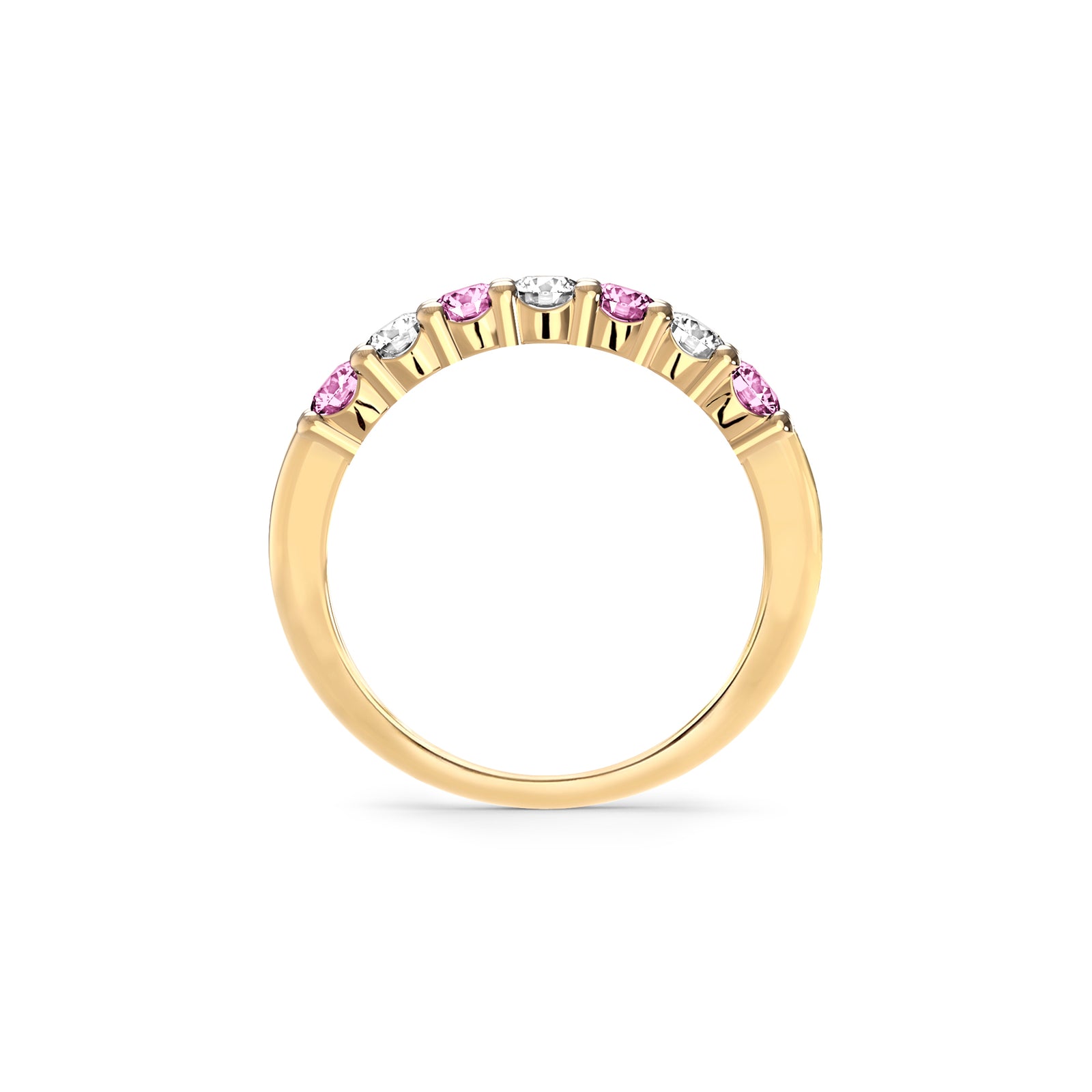 Rosecliff Luxe Diamond & Pink Sapphire Stackable Ring in 14k Gold (October)