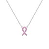 Pink Awareness Pave Ribbon Necklace in 14k Gold