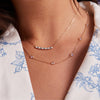 Rosecliff Diamond & Nantucket Blue Topaz Bar Adelaide Mini Necklace in 14k Gold (December)