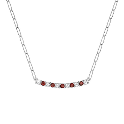 Rosecliff Diamond & Garnet Bar Adelaide Mini Necklace in 14k Gold (January) - White Gold