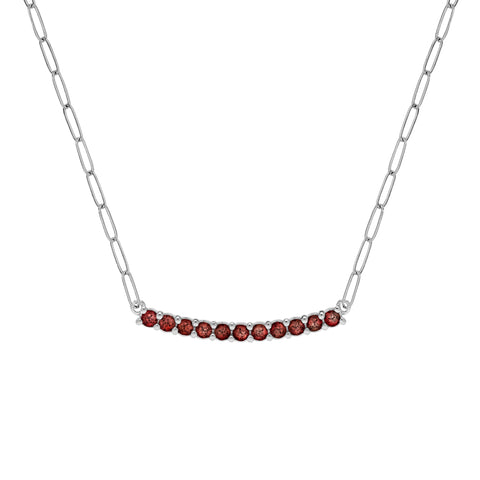 Rosecliff Garnet Bar Adelaide Mini Necklace in 14k Gold (January) - White Gold